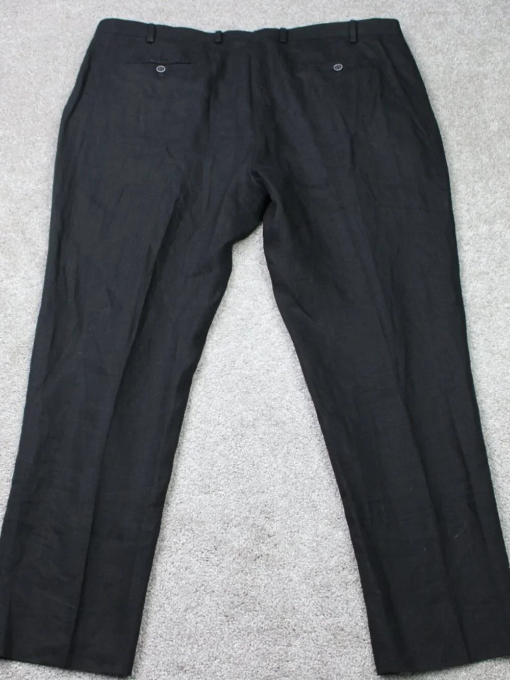 Joseph Abboud Heritage Pants Mens 44x32 Black Leomaster 100% Linen Flat Front